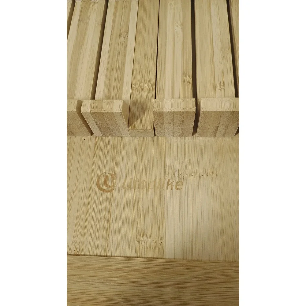 Utoplike Bamboo In-Drawer Knife Block Organizer Natural Wood Excellent Condition
